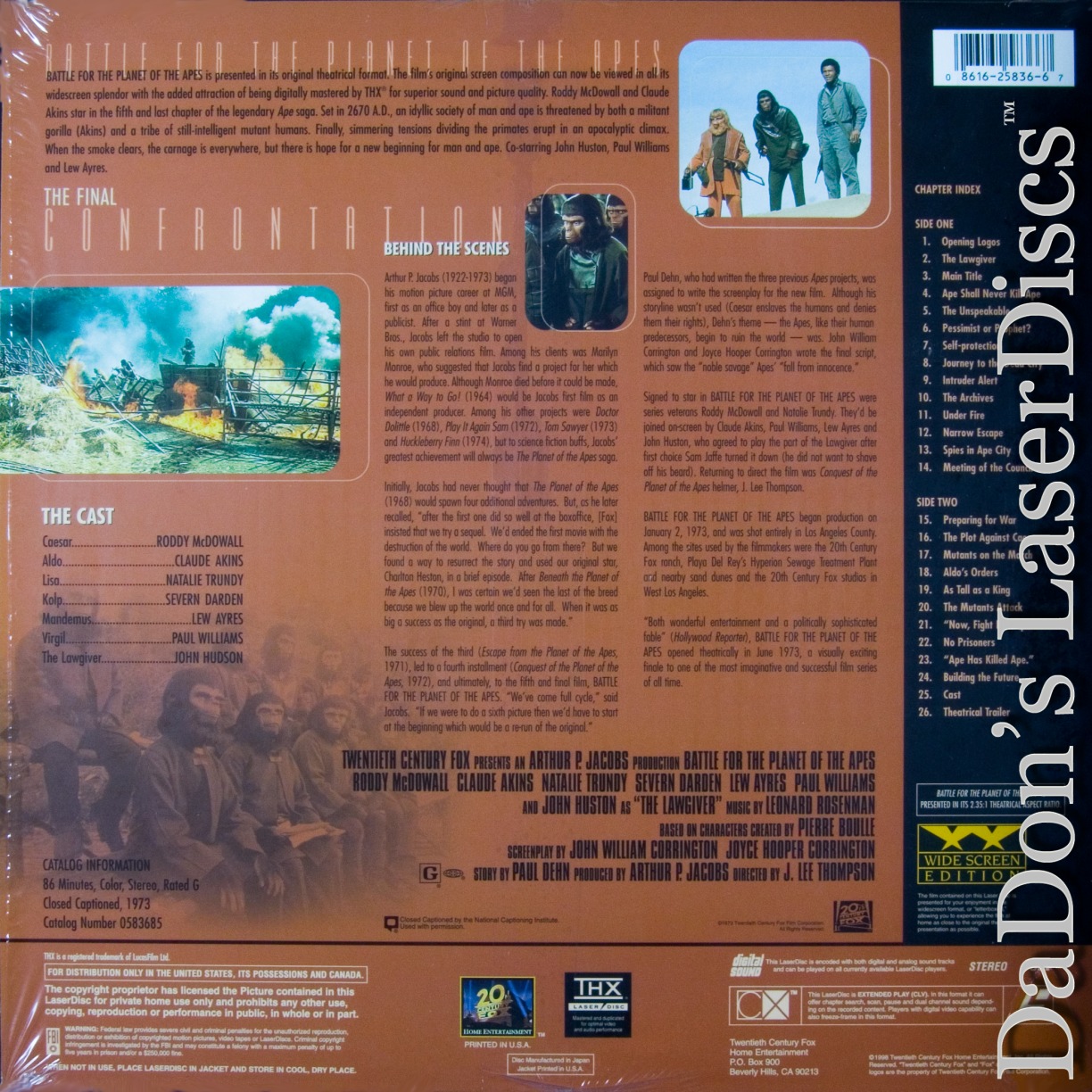 Battle for the Planet of the Apes THX WS Rare LaserDisc NEW McDowall Sci-Fi