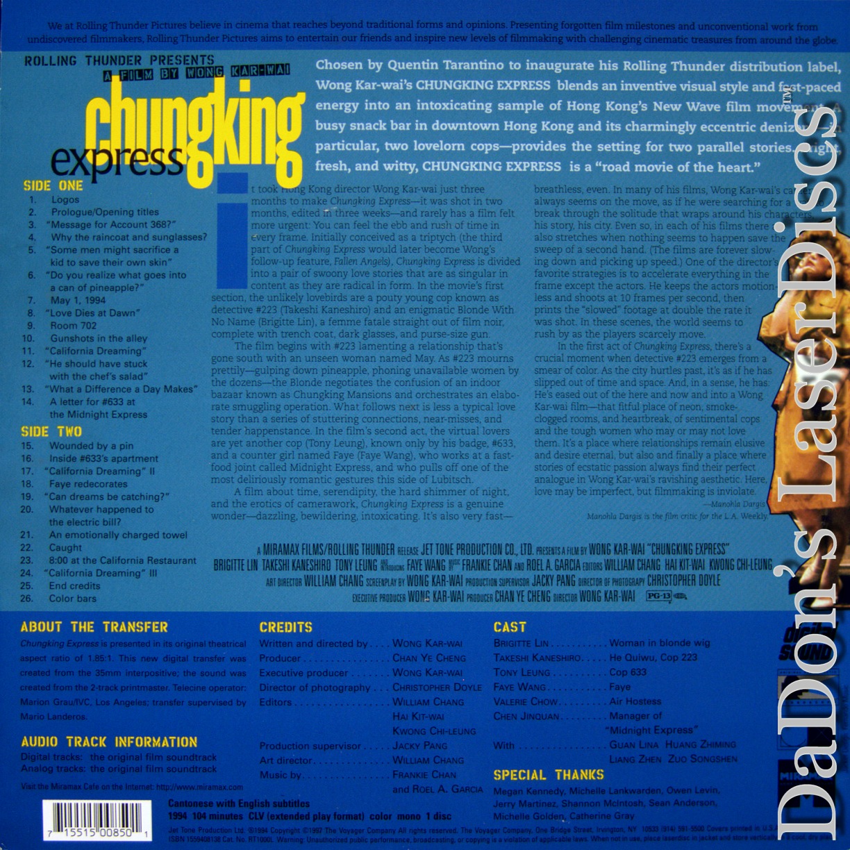 Chungking Express LaserDisc, Rare LaserDiscs, Widescreen Editions