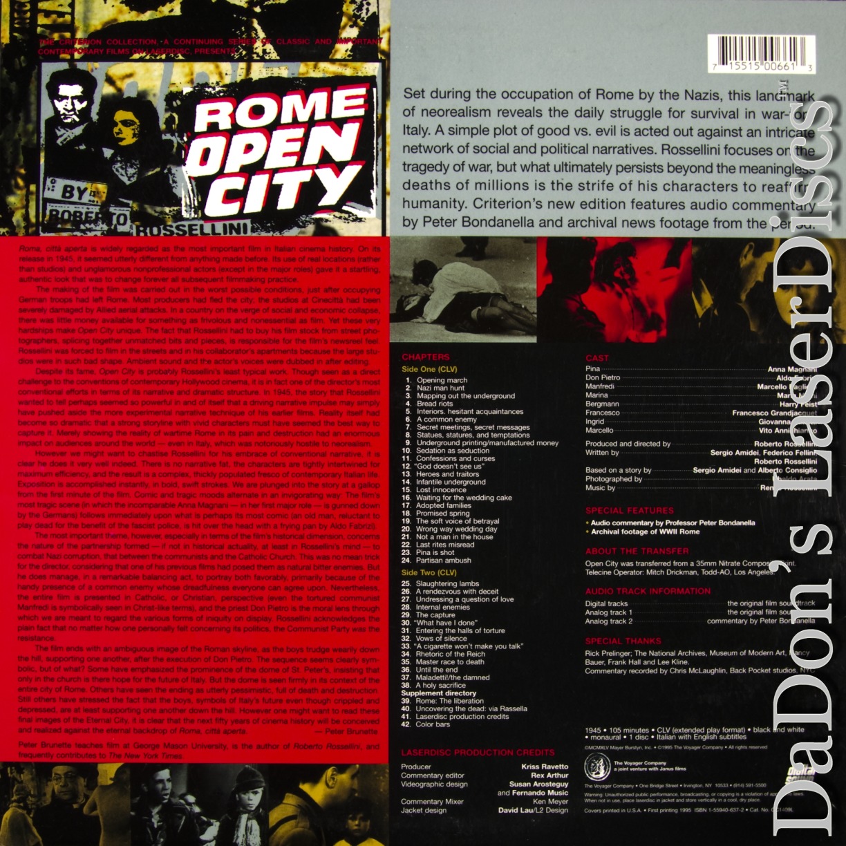 Rome Open City LaserDisc, Rare LaserDiscs, Criterion LaserDiscs