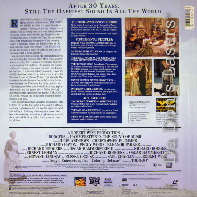 The Sound of Music - Laserdisc - 20th Century Fox - Extended Play - 1981